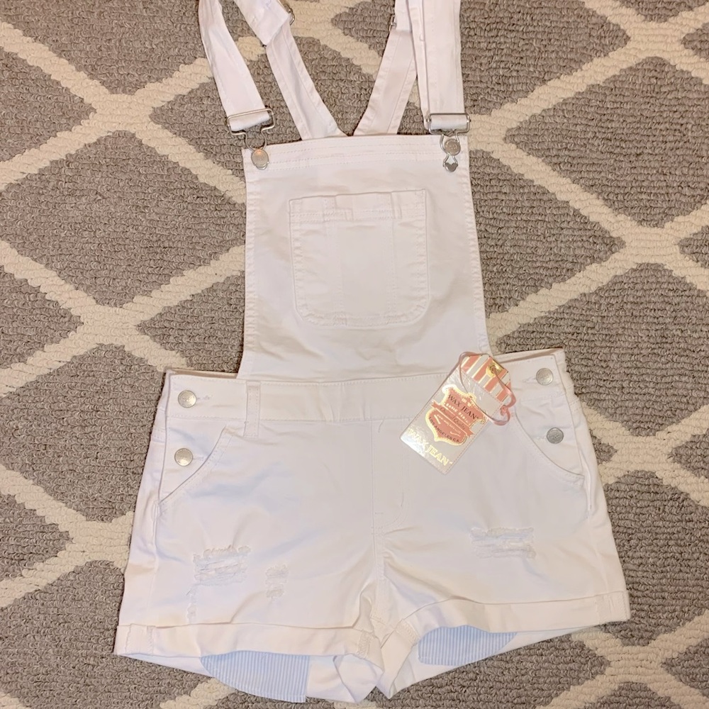 Waxjean white overall shorts